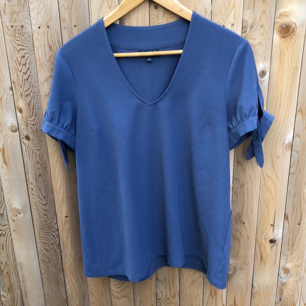 Modcloth charcoal blue short sleeve Top Size L